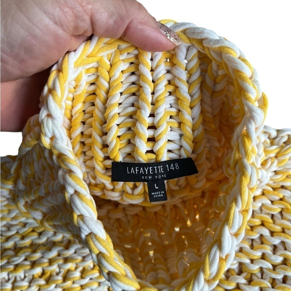 Lafayette 148 yellow and white knit sweater size large. - Picture 8 of 13